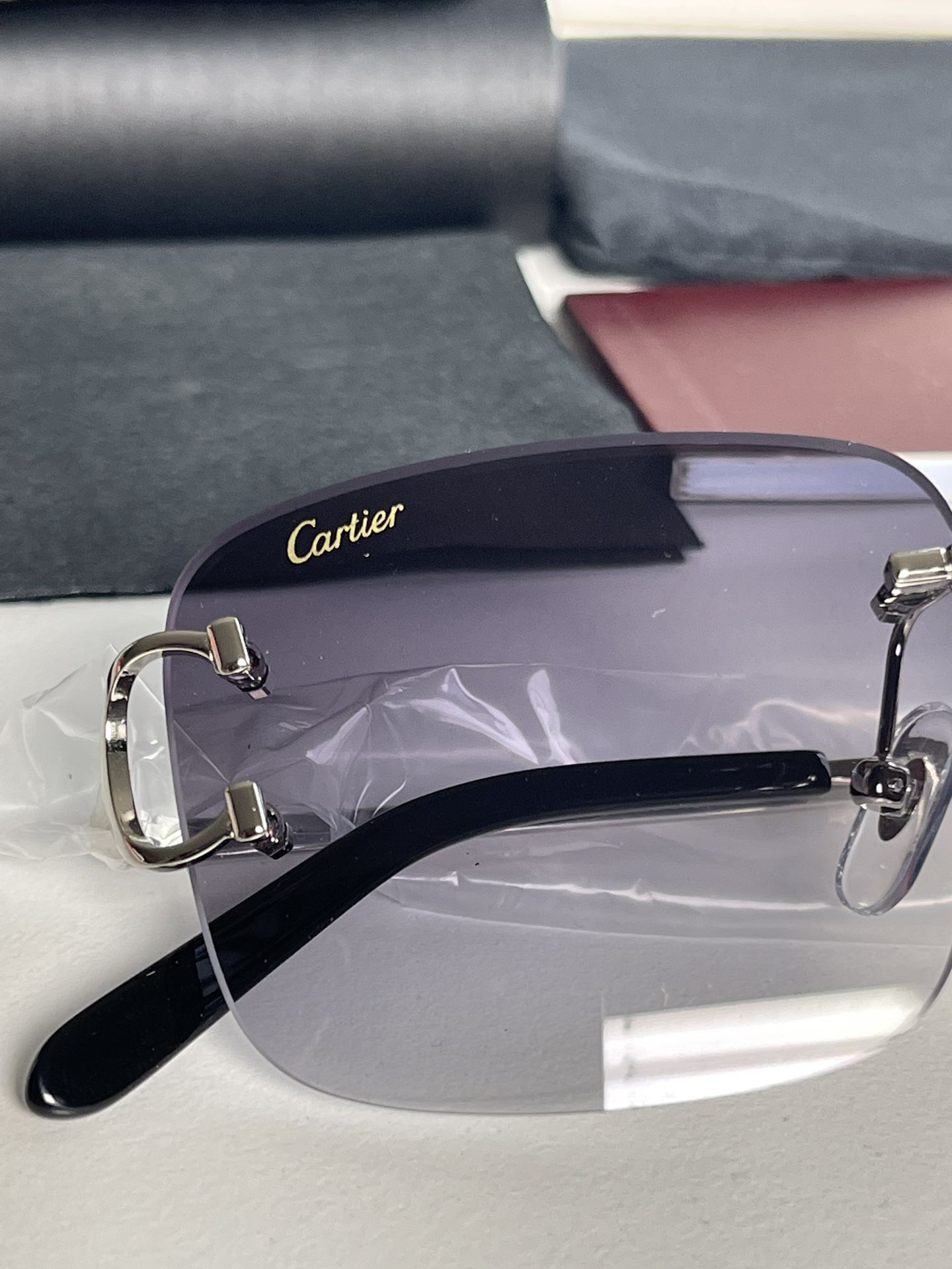 Cartier Glasses, Black Lense , Silver Frame