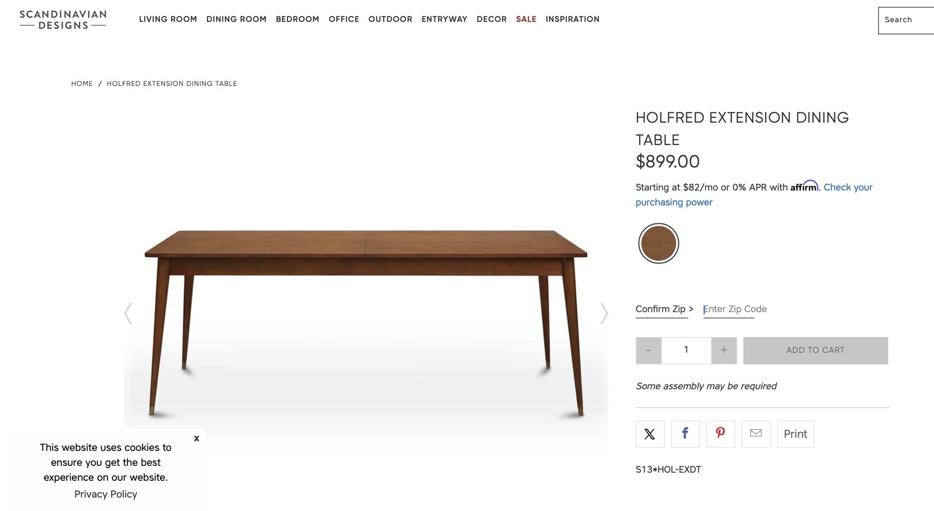 Scandinavian Designs HOLFRED EXTENSION DINING TABLE