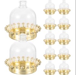 Gadpiparty 12pcs Mini Cake Domes With Lids Single Cupcake Stand Mini Gold Cake Trays Small Dessert Plates With Lids Decorative Tray For Display Desser