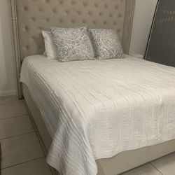 Complete King Bedframe with Mattress and Mattress Boxes