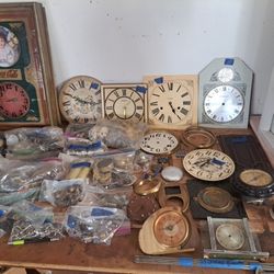 Antique Vintage Clock Movements Parts Toys Cases Glass Dolls Metal Brass Wood Dials Books Art Craft Supplies