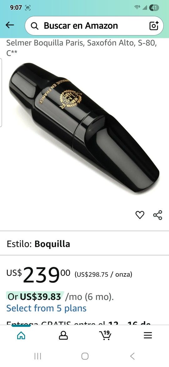 Selmer ALTO SAXOPHONE Mouthpiece S80 C* NUEVA.