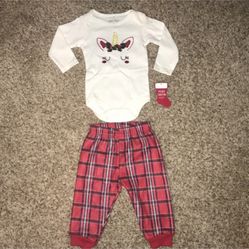 Baby gear my first christmas unicorn onesie fleece pants 6-9m