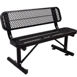 Assembled New 4 Feet Heavy Duty Metal Park Bench for Outside, Outdoor Bench with Backrest & Portable