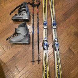 Rossignol Skies And Poles With Boots 9.5