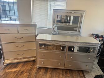 Glam Silver Dresser  and Chest Set