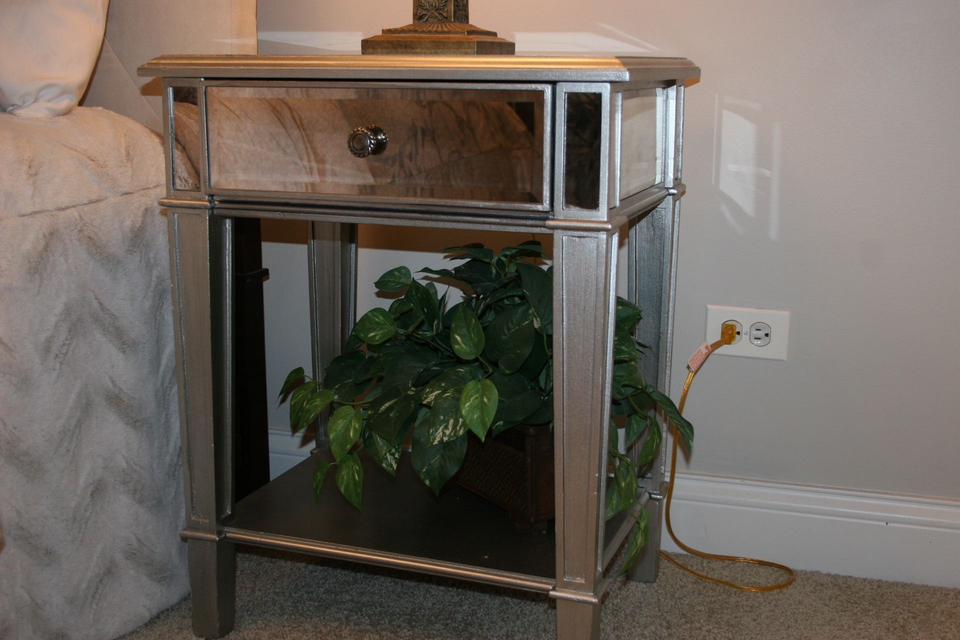 Mirrored Nightstand Silver