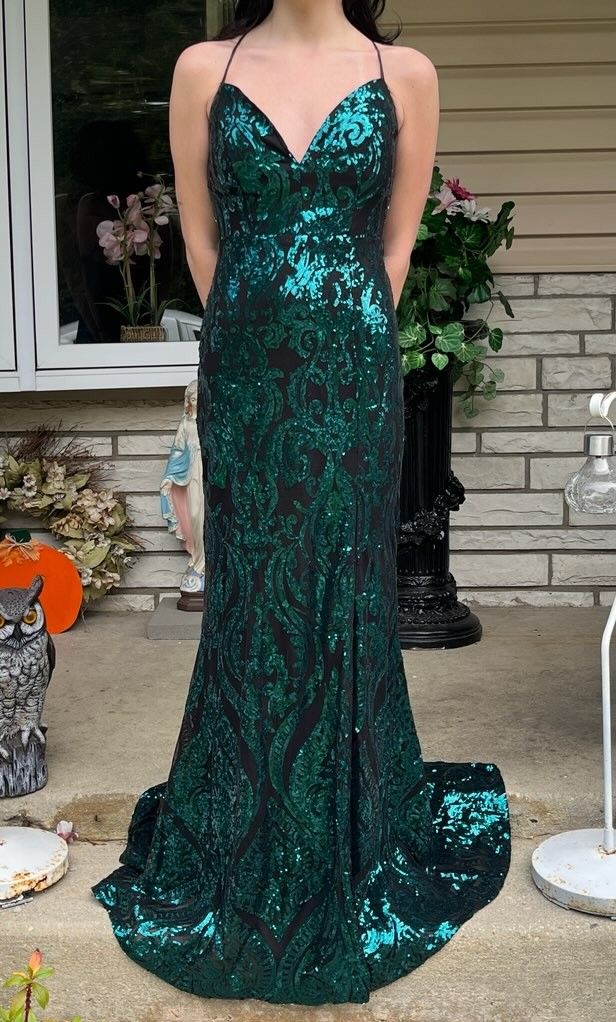 Green Sequin Formal Dress 