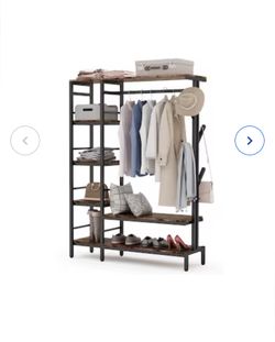 Tribesigns Cynthia 3.93-ft to 3.93-ft W x 5.9-ft H Brown Solid Shelving Wood Closet System