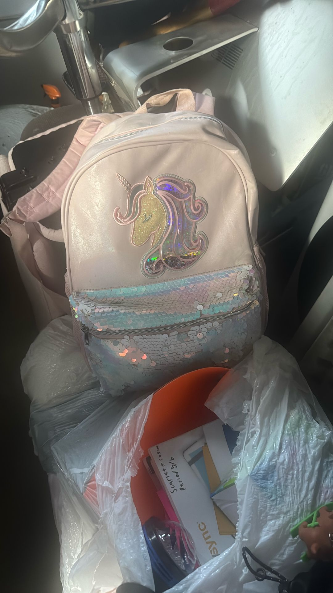 Pink Unicorn Backpack Sparkly