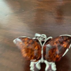 Pure Amber Pendant In Silver
