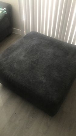 Large Dark Gray Fabric Ottoman