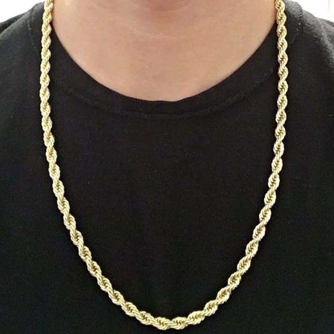 Gold Chain Rope Chain 24in 6mm Necklace