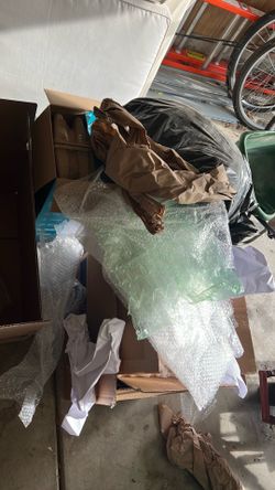 Packing paper and peanuts