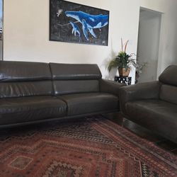 Copenhagen Muse Genuine Leather Sofa Set – Adjustable Ratcheting Headrests Delivery Included