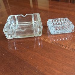 2 Clear Glass Vintage Collectible, Ashtrays