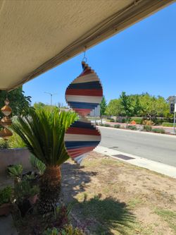 New-Red, White And Blue Wooden Wind Spinner - 4th Of July
