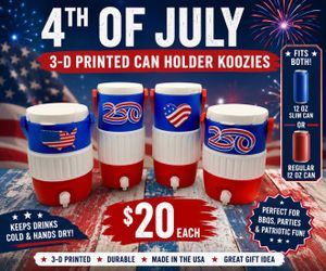 4th of July 3-D Printed Can Holder Koozies
