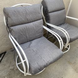2 Metal Swivel Chairs With Cushions