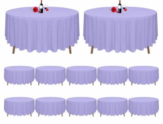 12 pc  round polyester tablecloth  90 inches  lavender color  📍$50