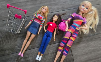 Barbie Doll Bundle with Accessories – 3 Dolls & Mini Shopping Cart