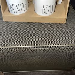 Rae Dunn “BEAST & BEAUTY “ Ceramic Coffee Mugs Set of 2 by Magenta HTF Rare NIB.