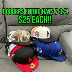 MLB New Era Los Angeles Dodgers Patch And Non Patch 59fifty Fitted Hats Size 7 3/4