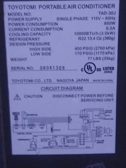 Toyotomi portible air conditioner