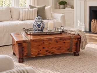 Vintage Solid Wood Campaign-Style Storage Chest – $250