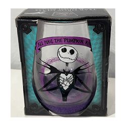 Disney The Nightmare Before Christmas All Hail Pumpkin King Glitter Teardrop Stemless Wine Cup