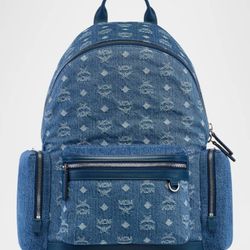 MCM Denim Stark Fabric Backpack