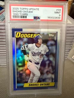 2025 Topps Update Shohei Ohtani 1990 retro card #33 in a PSA mint 9