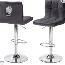  Finnhomy Bar Stools Set of 2 Counter Height, Swivel Barstools with Footrest and L Shape Thicken Cushion Back Handle,