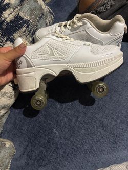 White 2-in-1 Roller Skate Sneakers