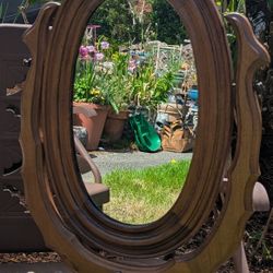 Antique Walnut Tabletop Mirror 30"