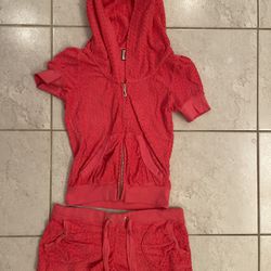 Women’s Hot Pink Juicy Couture Set  Size Petite Hoodie, shorts, and shirt 