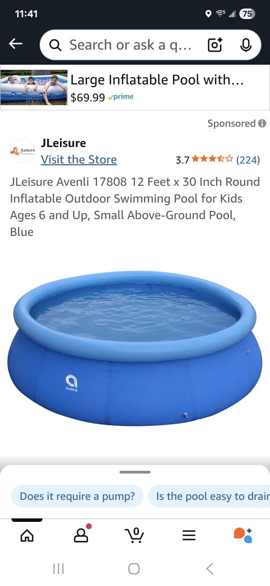 12 Ft. Round Inflatable Pool