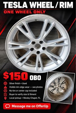 Tesla Wheel/Rim – Single Silver Wheel – $150 OBO