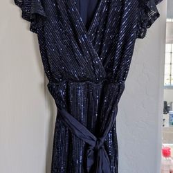 Navy Sequin Dress - Large 