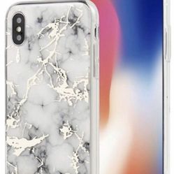 Brand new iPhone XS / iPhone X Case with Shiny Gold Marble Case with 4 Pack Tempered Glasses Screen Protector