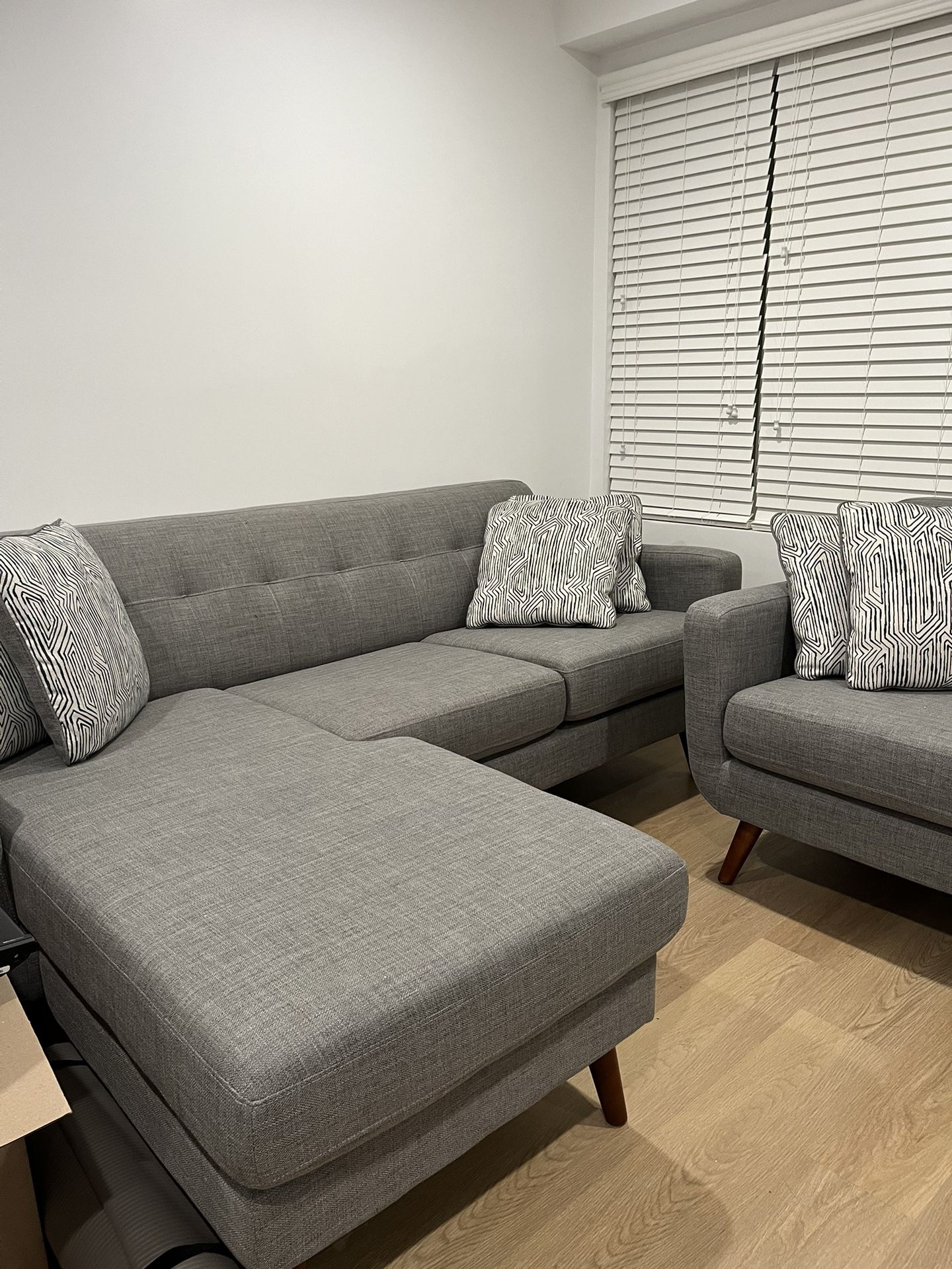 Grey Sofa with Reversible Chaise and Love Sofa 