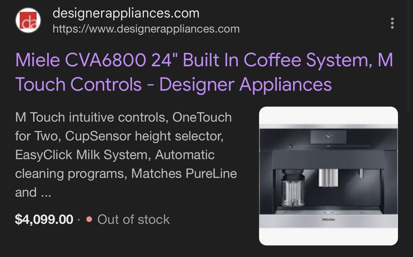 Miele Built In Coffee Machine
