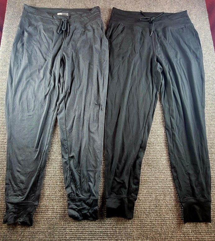 Lole Jogger Pants Women's Large Or medium Gray Black Stretch Pockets Drawstring 2 Pair