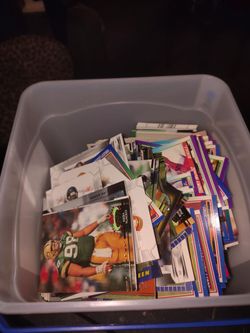 Bucket of football cards