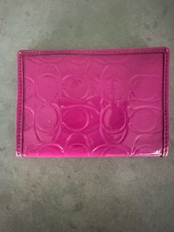 Coach Pink Patent Leather C Monogram Card Holde