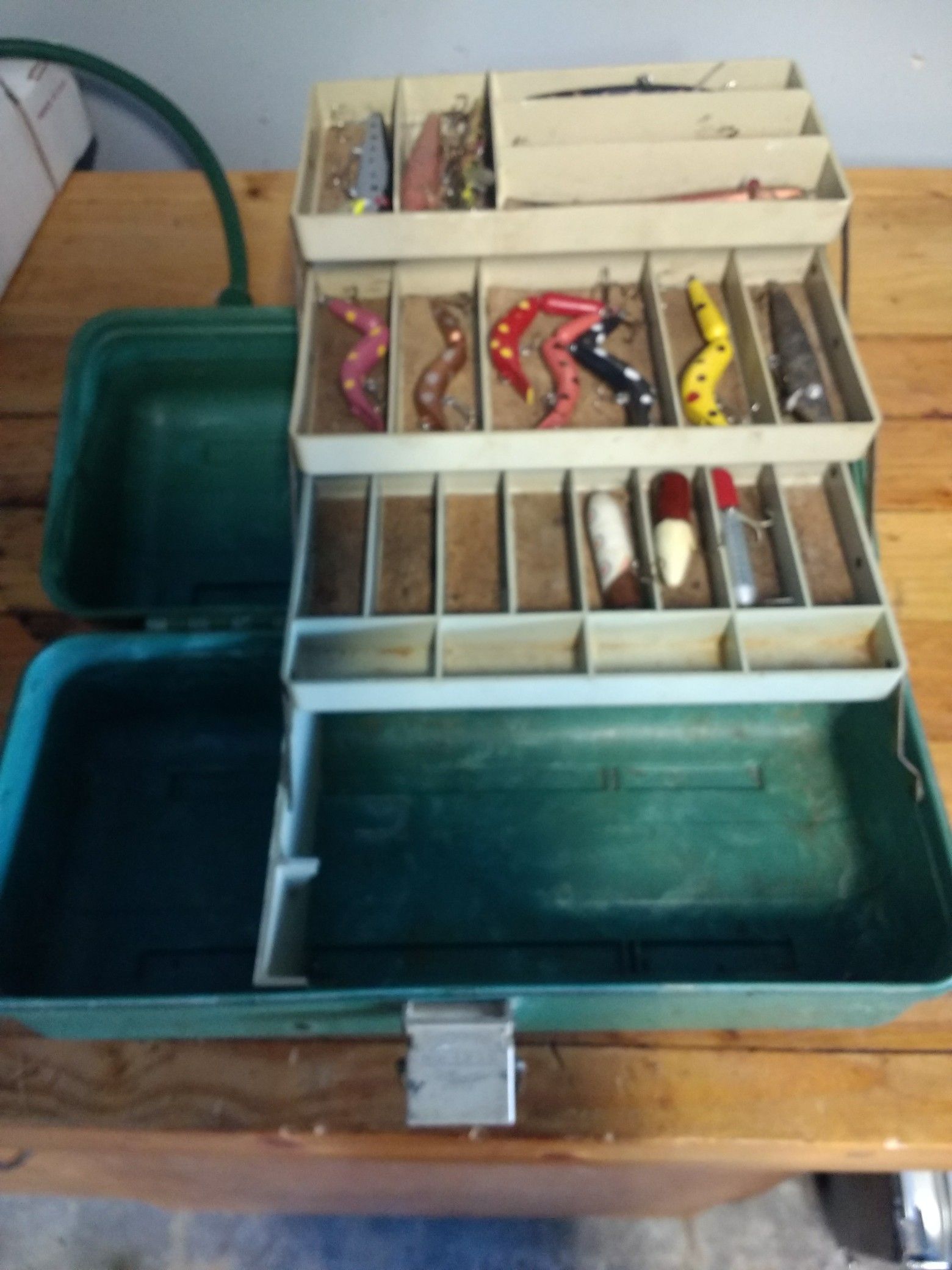 Vintage Fishing Tackle Box and Lures