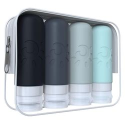 NEW! Silicone Travel Bottles for Toiletries, TSA Approved Containers 3oz each, Leak Proof & Refillable 