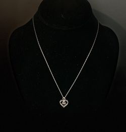 Round-Cut White Diamond Heart Prong Set Pendant in Sterling Silver