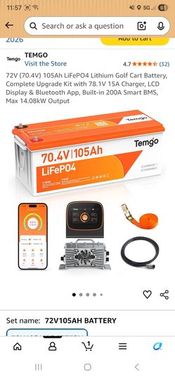 BRAND NEW Temgo 72V 105Ah LiFePO₄ Lithium Battery – NEVER INSTALLED