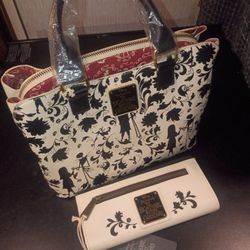 NWT Loungefly x Nightmare Before Christmas Black & White Jack & Sally Floral Handbag & Wallet Set